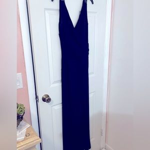 Lauren Ralph Lauren evening midnight blue deep V front & back full length 8